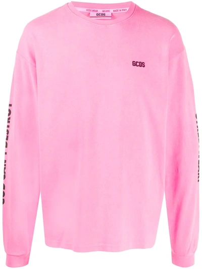 Gcds Destroy Crew-neck Sweatshirt In Pink