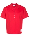 Thom Browne Logo-patch Polo Shirt In Red