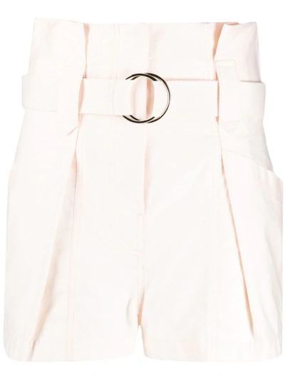 Iro Bordina Belted Pleated Cotton-twill Shorts In Pink