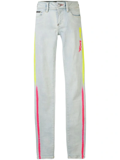 Philipp Plein Neon Rock Skinny Fit Jeans In Blue