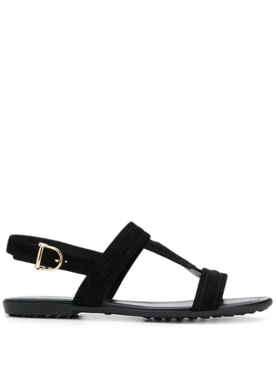 Tod's Low Heel Slingback Sandals In Black