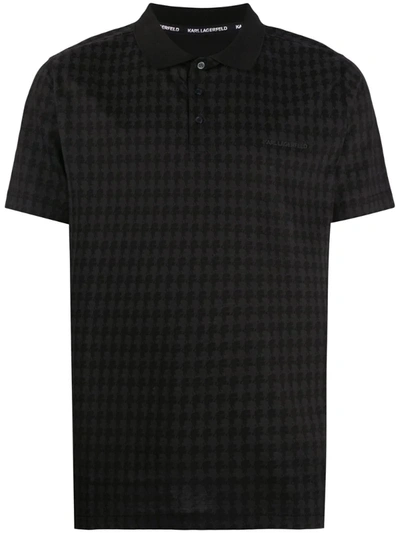 Karl Lagerfeld All-over Print Polo Shirt In Black