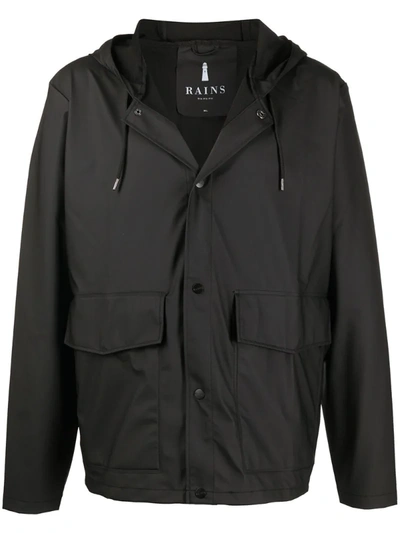 Rains Hooded Rain Jacket In Black