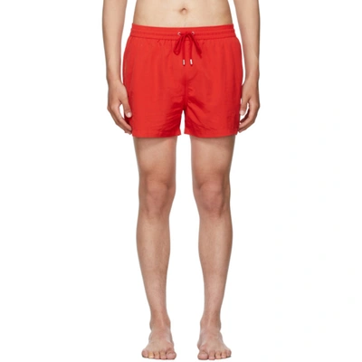 Paul Smith Stripe-embroidered Recycled-polyamide Swim Shorts In Red