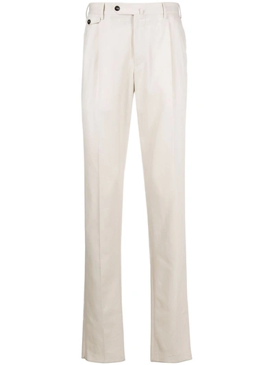 Pt01 Tailored Straight Leg Trousers In Neutrals
