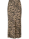 Andamane Zebra-print Draped Satin Midi Skirt In Brown