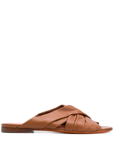 Santoni Crossover Sandals In Brown