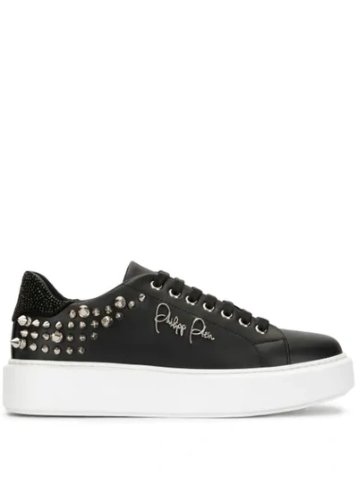 Philipp Plein Stud Embellished Platform Sole Sneakers In Black