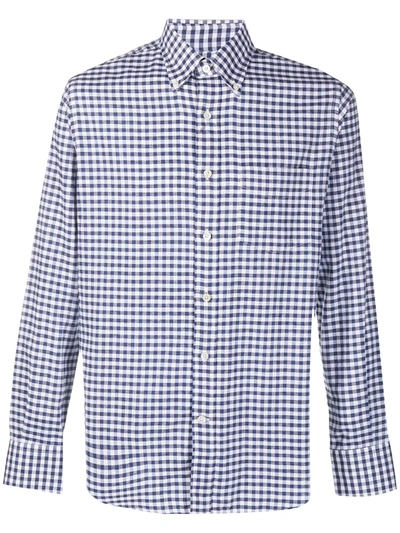 Canali Gingham Print Shirt In Blue