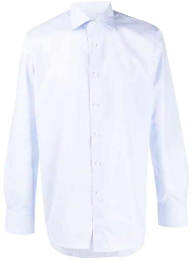 Canali Plain Button Shirt In Blue