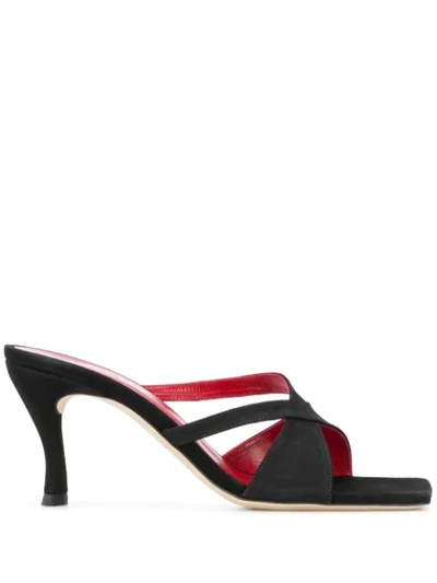By Far Crossover Strap Sandals In Black