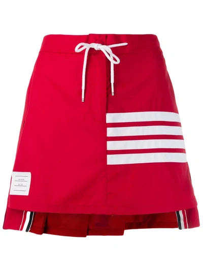 Thom Browne Pleated Back Drawstring Waist Skirt In Red