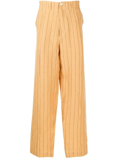 Nicholas Daley Wide Leg Striped Trousers In Yellow