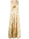 Anjuna Ludovica Tiered Floral-print Cotton-voile Maxi Dress In Neutrals