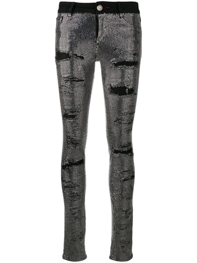 Philipp Plein Crystal-embellished Skinny Jeans In Black
