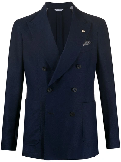 Manuel Ritz Tailored Double-breasted Jacket In Blue