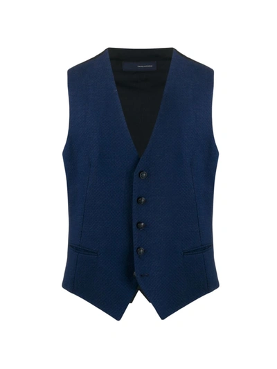 Tagliatore Brian Front Slit Waistcoat Jacket In Blue