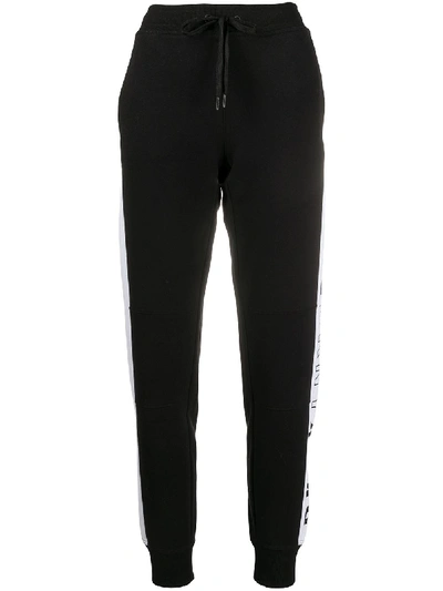 Dkny French Cotton-blend Terry Track Pants In Black