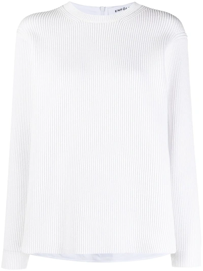 Enföld Ribbed Front Panelled Sweatshirt In White