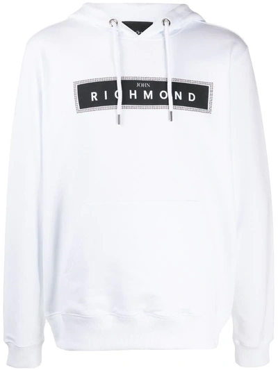 John Richmond Studded Logo Hoodie In White