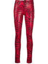 Philipp Plein Zebra Print Skinny Trousers In Red