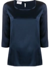 Snobby Sheep 3/4 Sleeves Round-neck Blouse In Blue