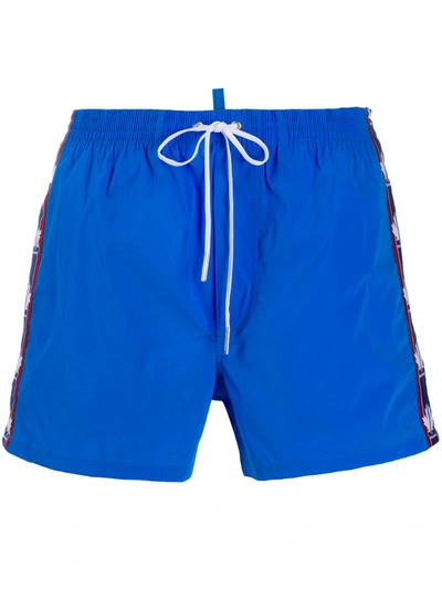 Dsquared2 Logo Stripe Swim Shorts In Blue
