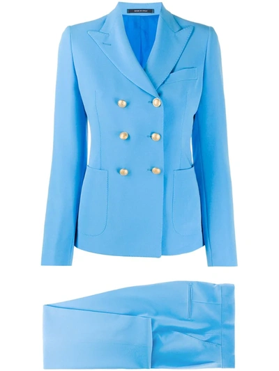 Tagliatore T-anise Double-breasted Suit In Light Blue