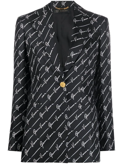 Versace Gv Signature Fitted Blazer In Black