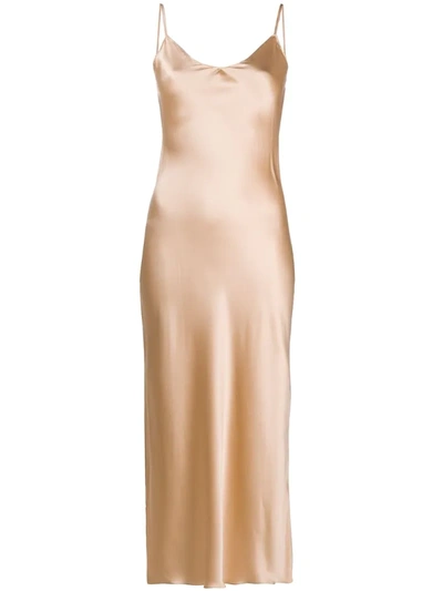 Sablyn Lace Detail Silk Slip Dress In Nutmeg