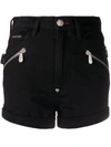 Philipp Plein Zipped Detail Denim Shorts In Black