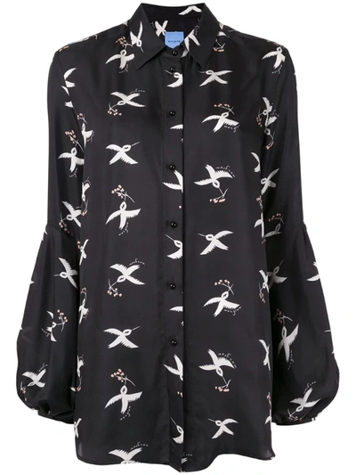 Macgraw St. Clair Bird Print Blouse In Black