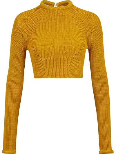Fendi Knitted Cropped Top In Yellow