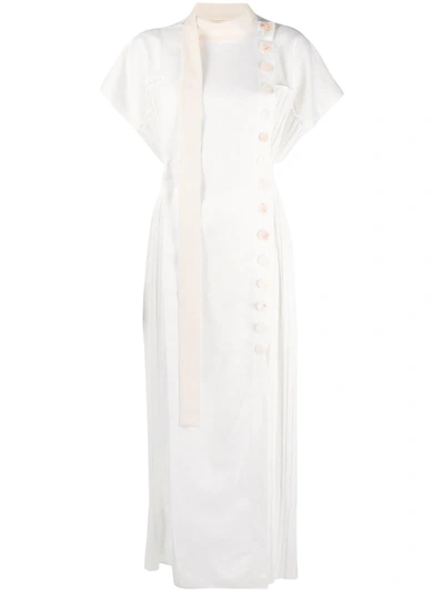 Jil Sander Pleated Button-up Dress In White