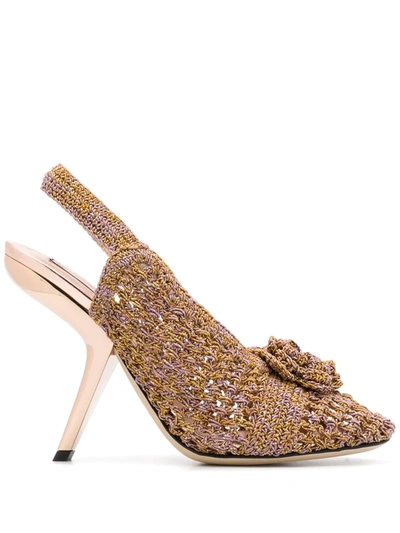 Marco De Vincenzo Floral Appliqué Knitted Sandals In Pink