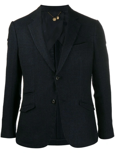 Maurizio Miri Long Sleeve Knitted Blazer In Blue