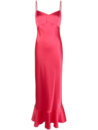Saloni Strappy Slip Dress In Pink