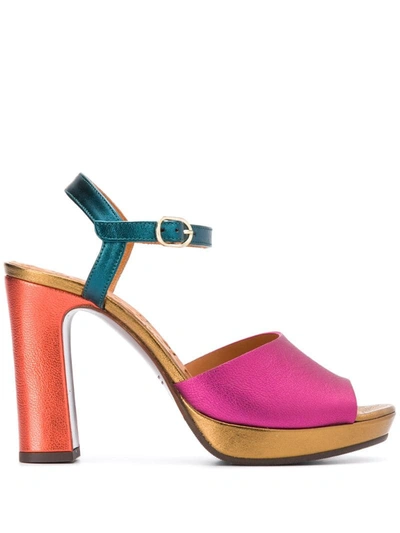 Chie Mihara Cassette 110mm Colour-block Sandals In Pink
