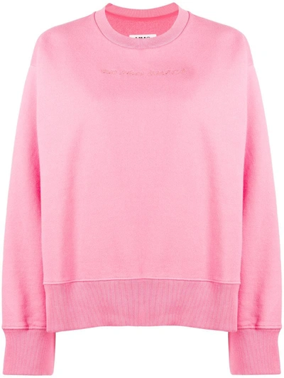 Mm6 Maison Margiela Embroidered Logo Sweatshirt In Pink