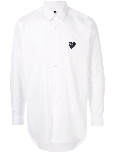 Comme Des Garçons Play Embroidered Logo Shirt In White