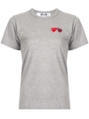 Comme Des Garçons Play Logo Embroidered Crew Neck T-shirt In Grey