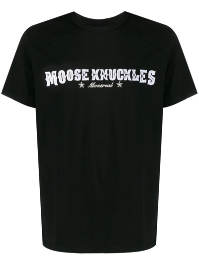 Moose Knuckles Western Logo T-shirt In Black