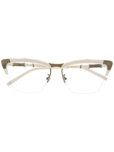 Gucci Bamboo-effect Cat Eye-frame Glasses In White