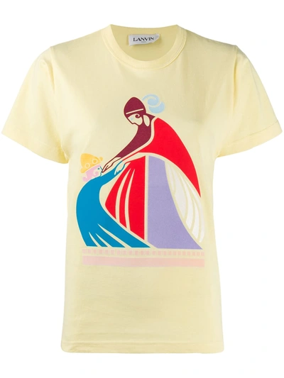 Lanvin Flocked Printed Cotton-jersey T-shirt In Beige