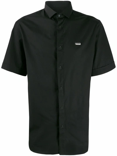 Philipp Plein Skull Buttons Logo Shirt In Black