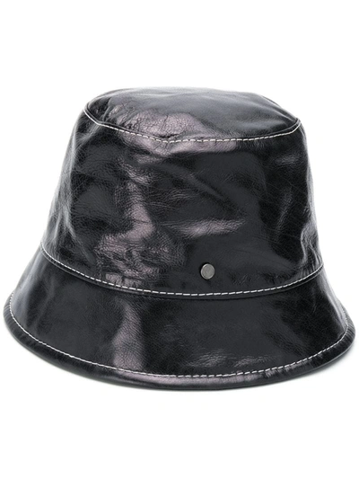 Maison Michel Souna Soft Leather Bucket Hat In Black