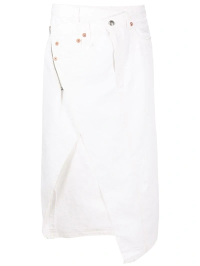 R13 Asymmetric Denim Skirt In White