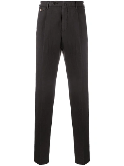 Pt01 Skinny Fit Pleat Detail Trousers In Black