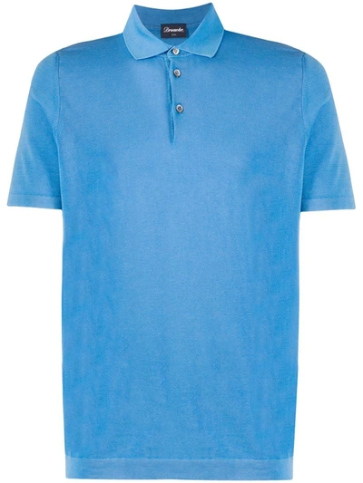 Drumohr Woven Polo Shirt In Blue