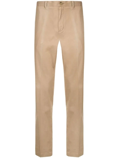 Kent & Curwen Long Pleat Detail Tailored Trousers In Brown